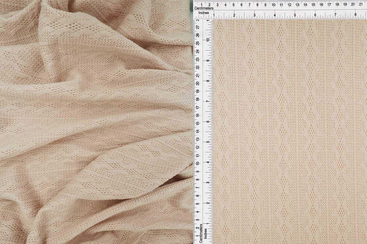 1 Yard Knit Jacquard Cable Knit Sweater Fabric Stretch Polyester Spandex 58/60 Inches Wide
